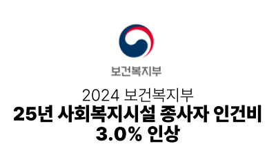 2024 보건복지부 : 25년 사회복지시설 종사자 인건비 3.0% 인상
