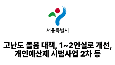 2025 서울시: 고난도 돌봄 대책, 1~2인실로 개선, 개인예산제 시범사업 2차 등