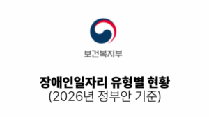 2025 보건복지부: 장애인일자리 유형별 현황 (2026년 정부안 기준)