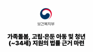 2026 보건복지부: 가족돌봄, 고립·은둔 아동 및 청년(~34세) 지원의 법률 근거 마련
