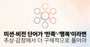 미션·비전 단어가 ‘만족’·’행복’이라면: 추상·감정에서 더 구체적으로 풀어야