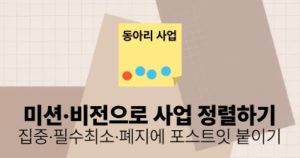 미션·비전으로 사업 정렬하기: 집중·필수최소·폐지에 포스트잇 붙이기