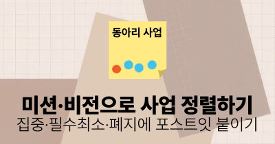 미션·비전으로 사업 정렬하기: 집중·필수최소·폐지에 포스트잇 붙이기